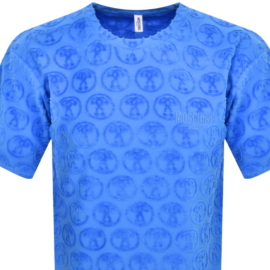 Image number 2 for Moschino Swim Towelling Logo T Shirt Blue