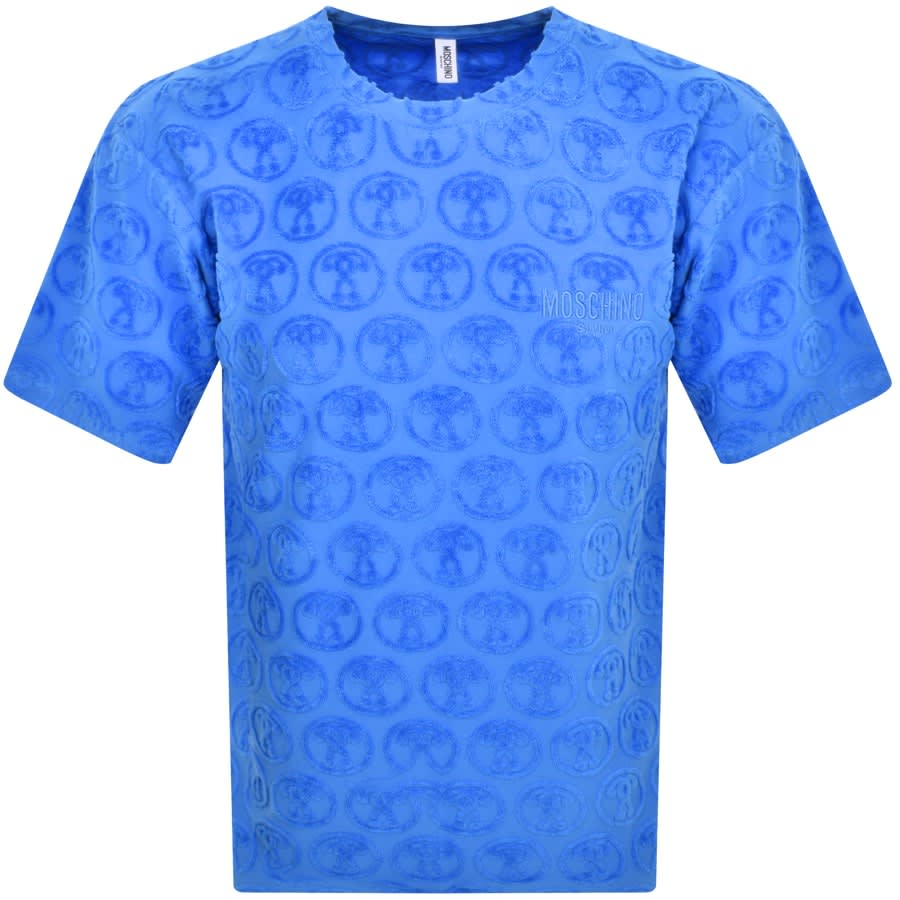 Image number 1 for Moschino Swim Towelling Logo T Shirt Blue