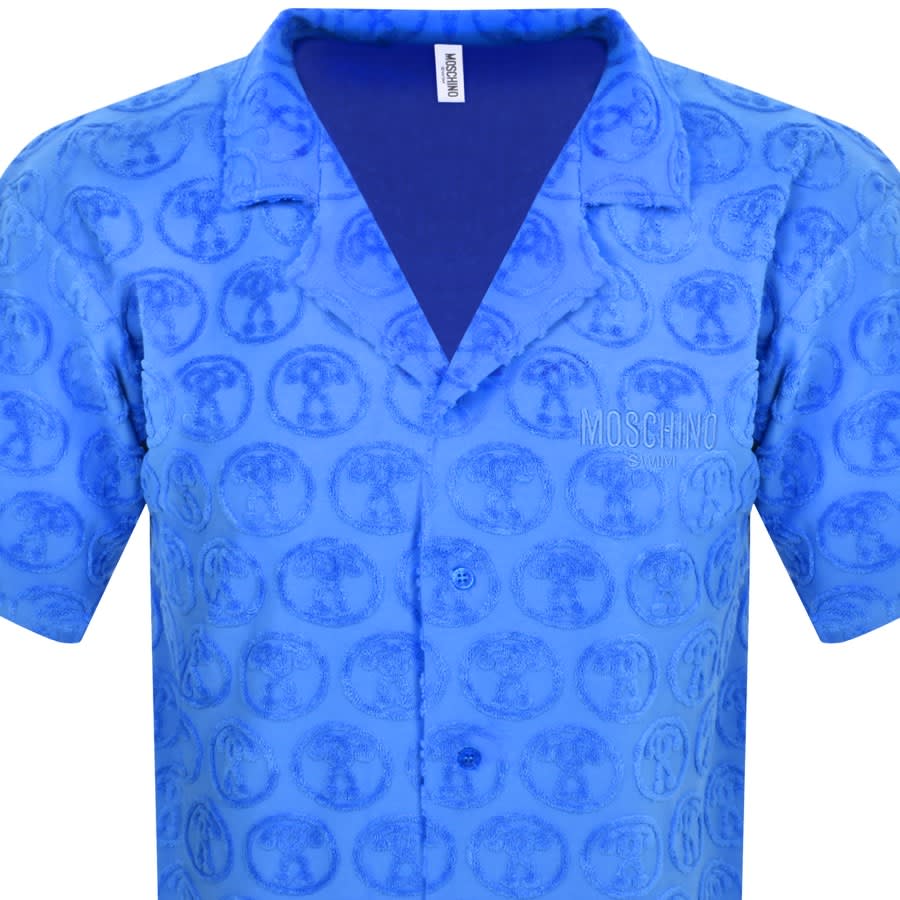 Image number 2 for Moschino Swim Towelling Short Sleeve Shirt Blue