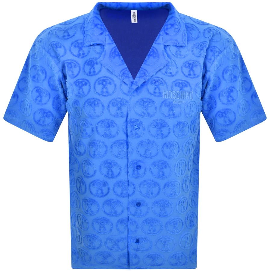 Image number 1 for Moschino Swim Towelling Short Sleeve Shirt Blue