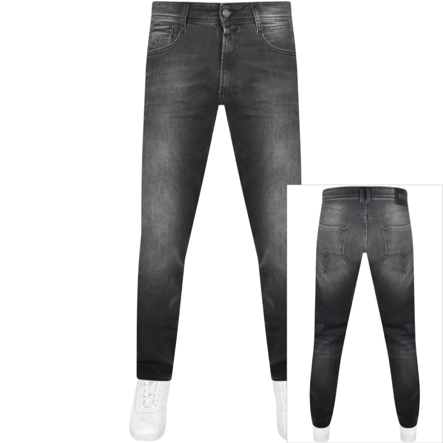 Image number 1 for Replay Comfort Fit Rocco Jeans Dark Wash Grey