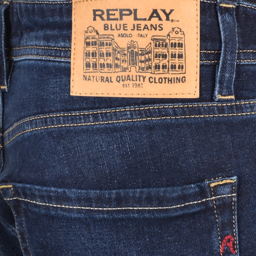 Image number 3 for Replay Comfort Fit Rocco Dark Wash Jeans Blue