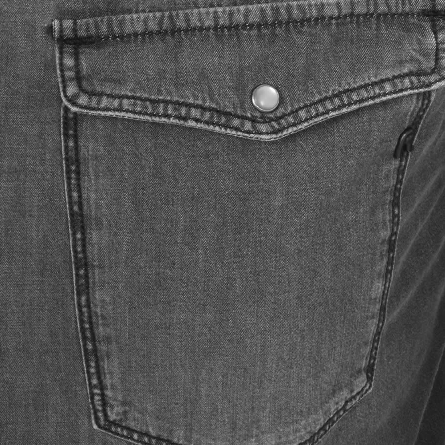 Image number 3 for Replay Denim Long Sleeved Shirt Grey