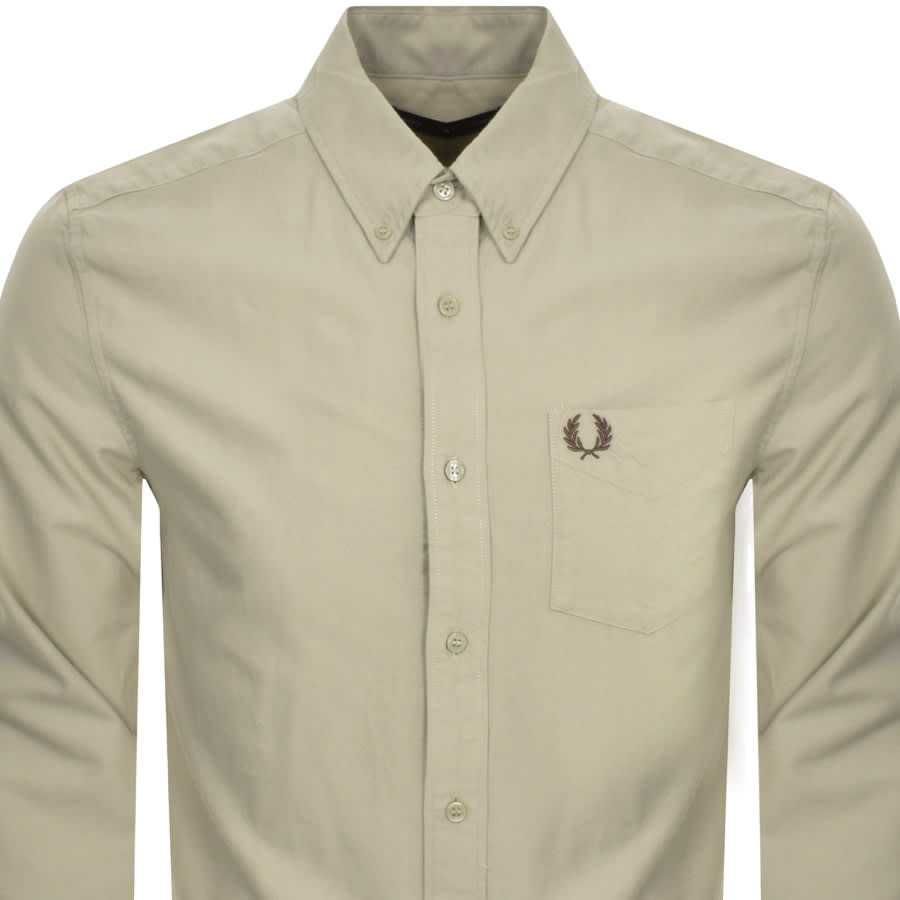 Image number 2 for Fred Perry Oxford Long Sleeved Shirt Grey