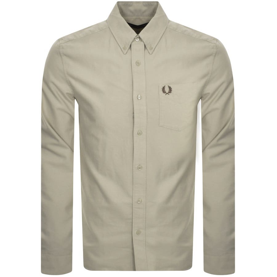 Image number 1 for Fred Perry Oxford Long Sleeved Shirt Grey