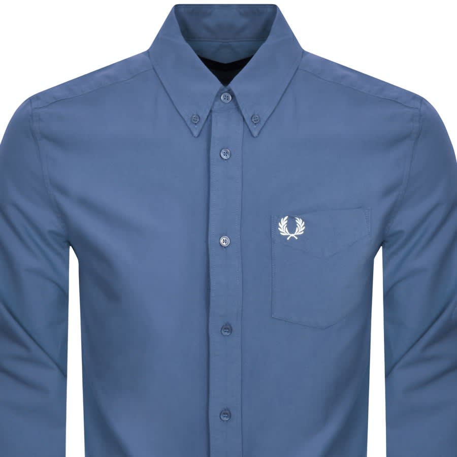 Image number 2 for Fred Perry Oxford Long Sleeved Shirt Blue