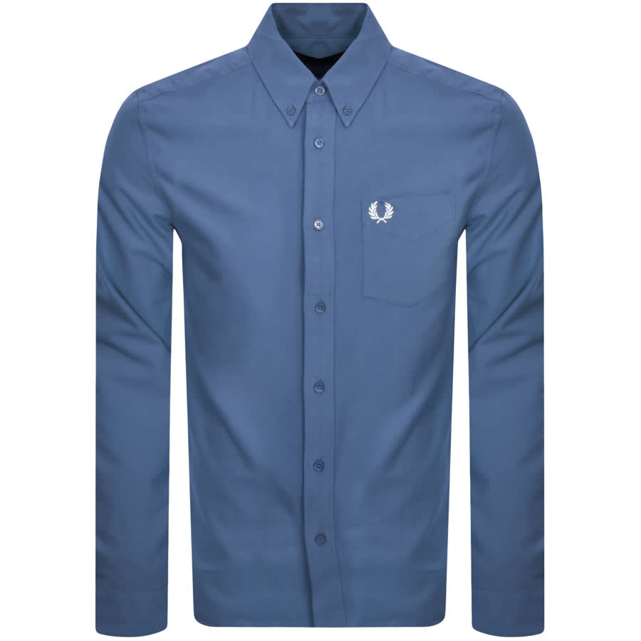 Image number 1 for Fred Perry Oxford Long Sleeved Shirt Blue