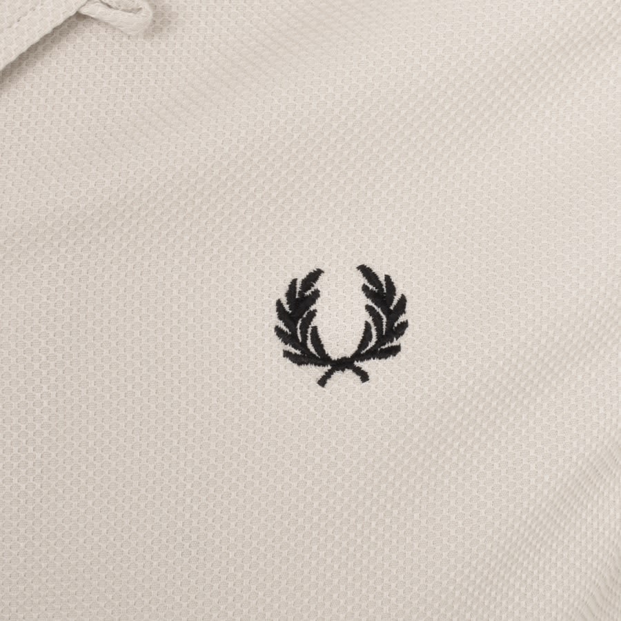Image number 3 for Fred Perry Pique Textured Collar Shirt Beige