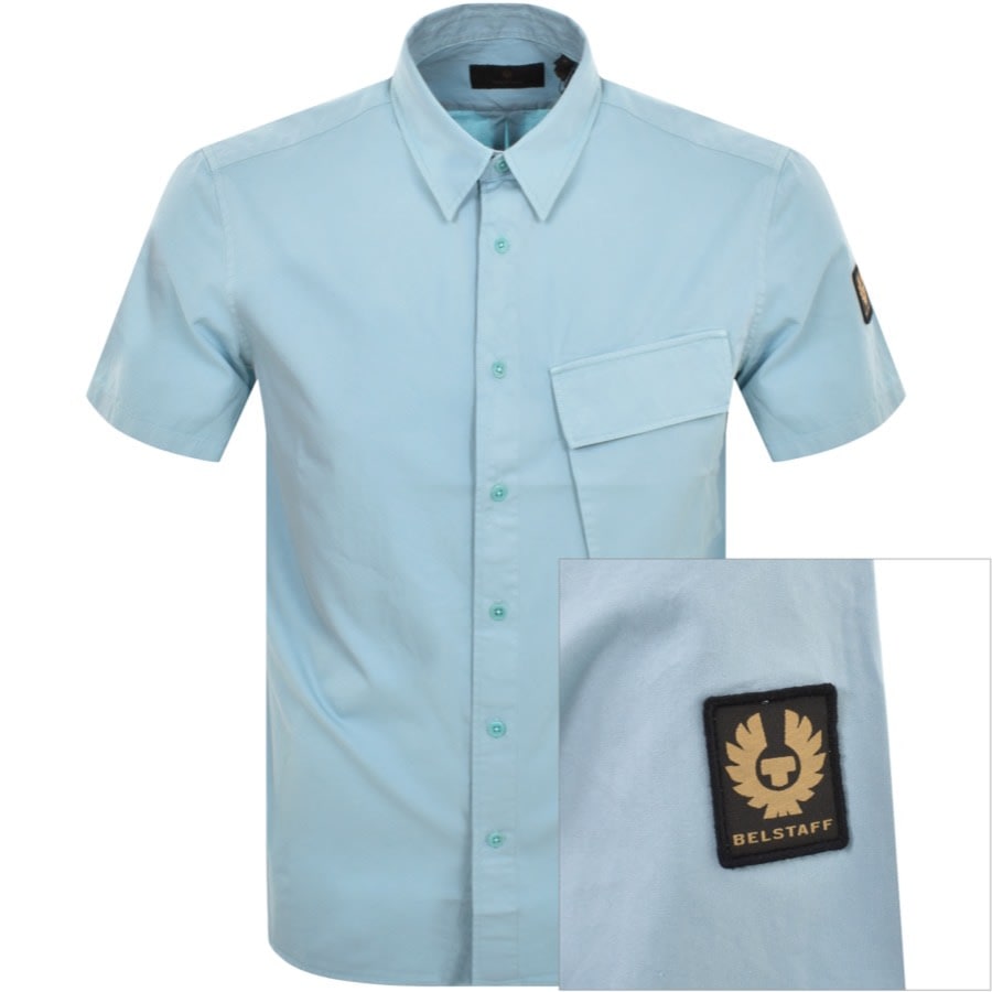 Image number 1 for Belstaff Scale Short Sleeved Shirt Blue
