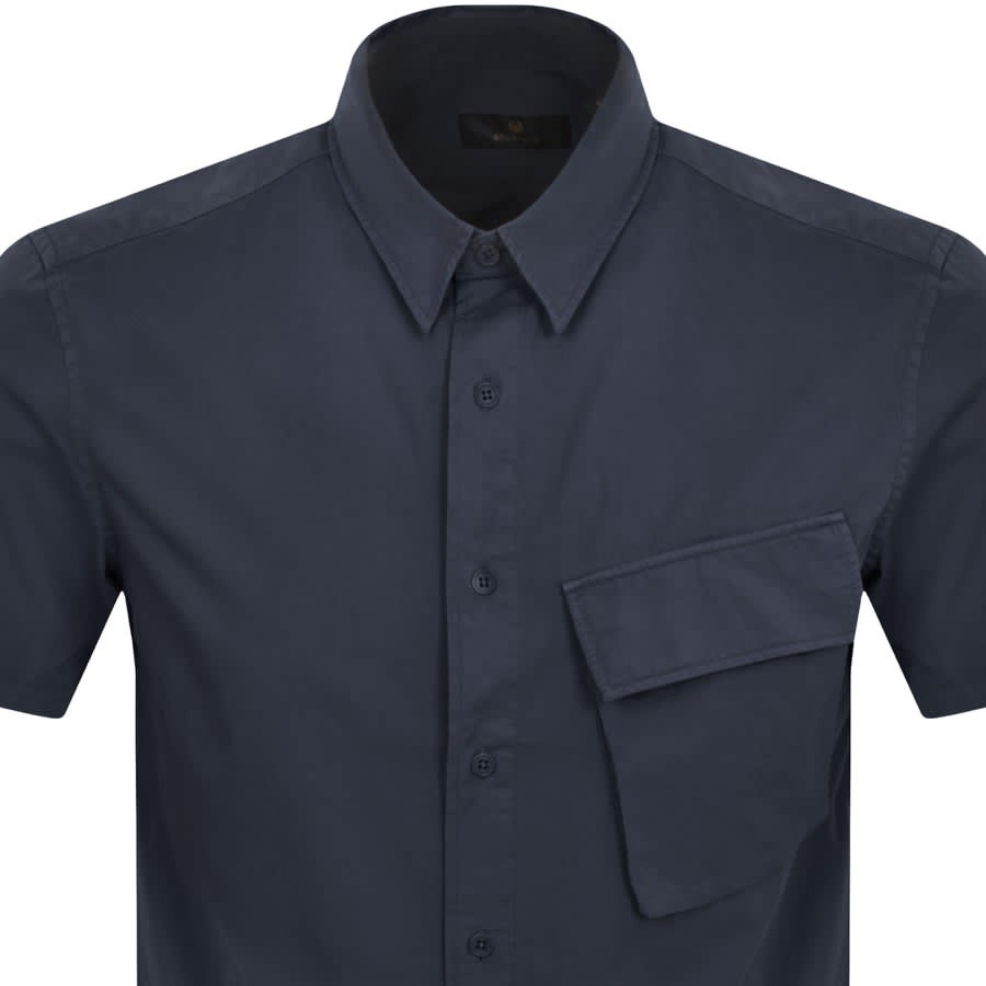 Image number 2 for Belstaff Scale Short Sleeved Shirt Navy