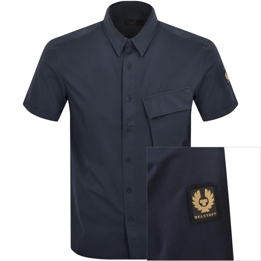 Image number 1 for Belstaff Scale Short Sleeved Shirt Navy