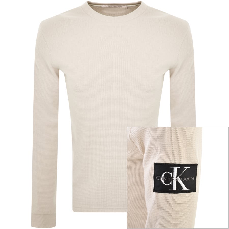 Image number 1 for Calvin Klein Jeans Long Sleeve T Shirt Beige