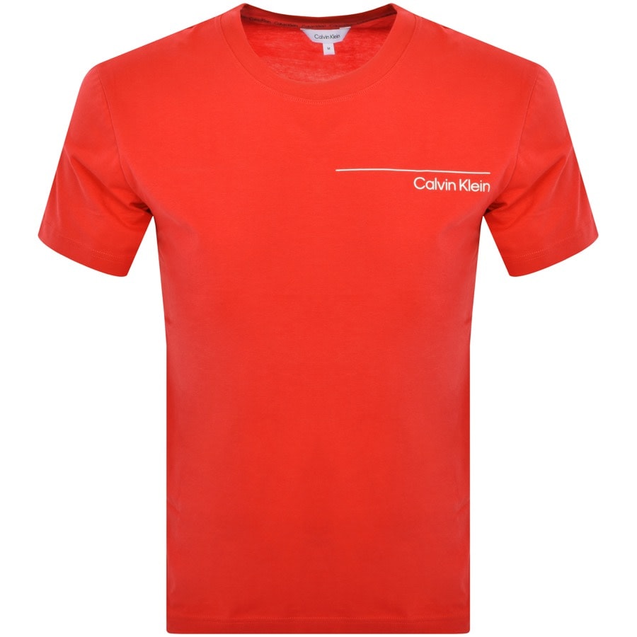 Image number 1 for Calvin Klein Crew Neck Logo T Shirt Red