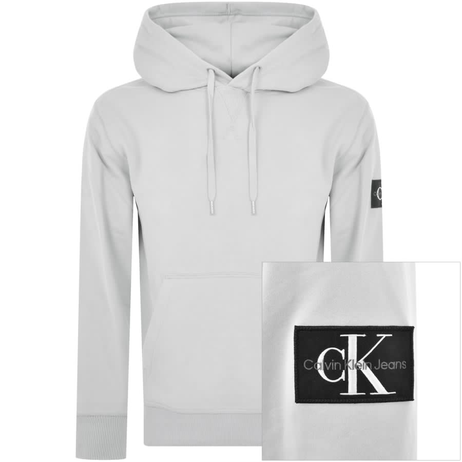 Image number 1 for Calvin Klein Jeans Logo Hoodie Grey