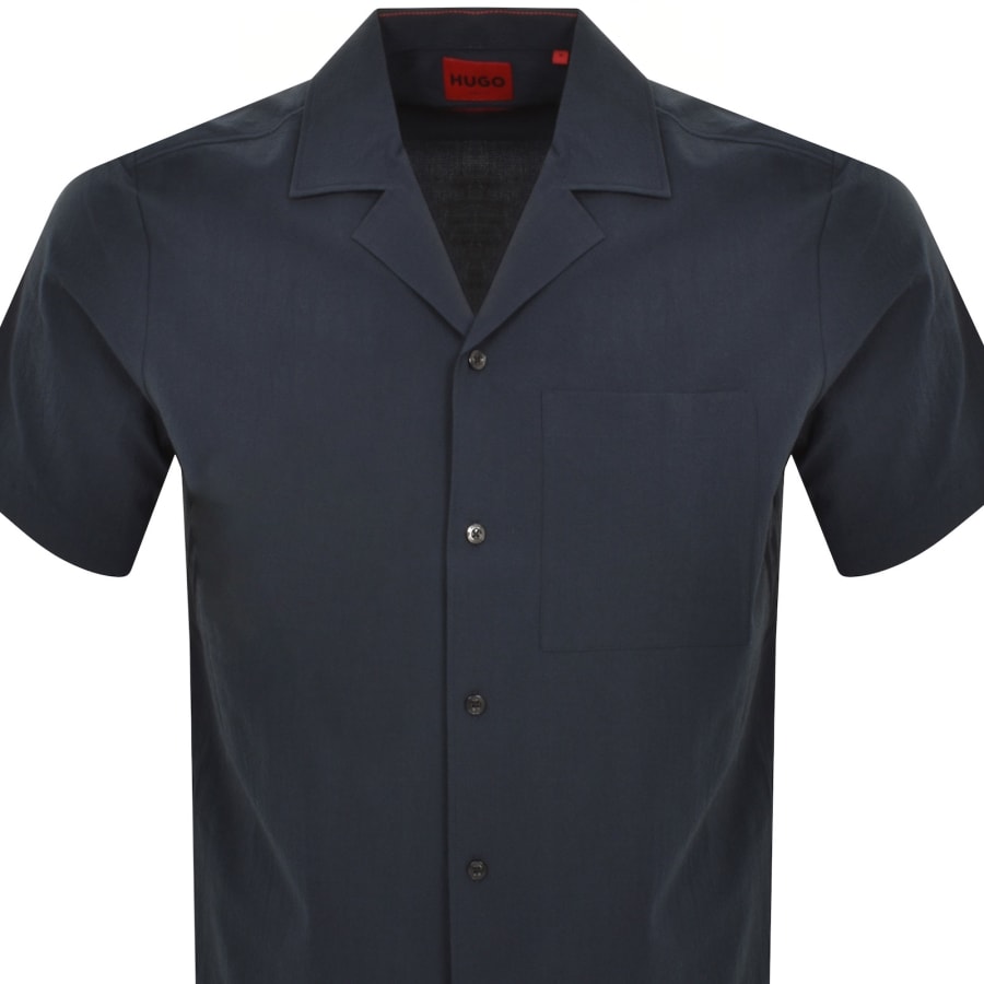 Image number 2 for HUGO Short Sleeved Ellino Shirt Navy
