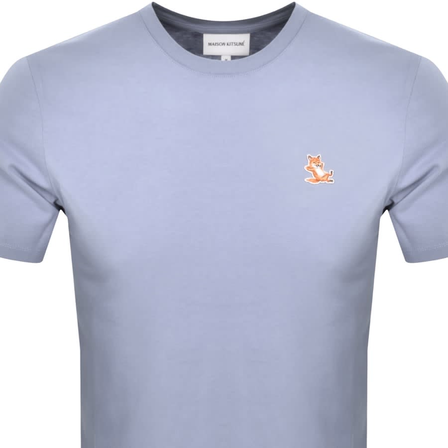 Image number 2 for Maison Kitsune Chillax Fox Patch T Shirt Blue