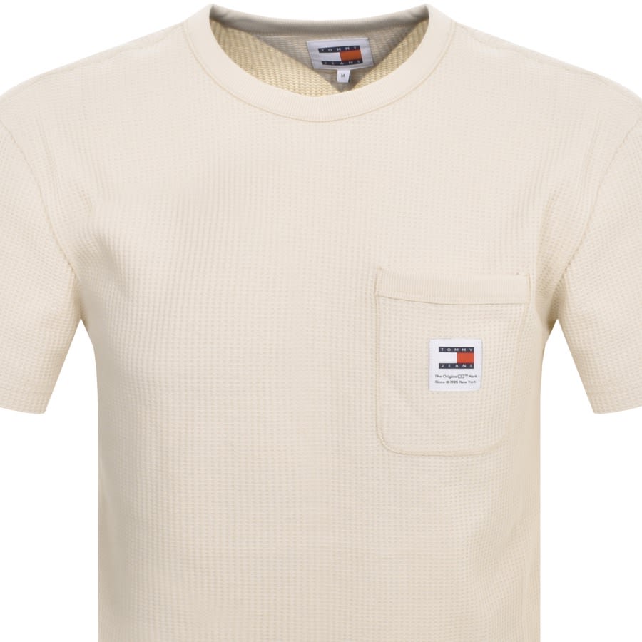Image number 2 for Tommy Jeans Waffle Logo T Shirt Beige