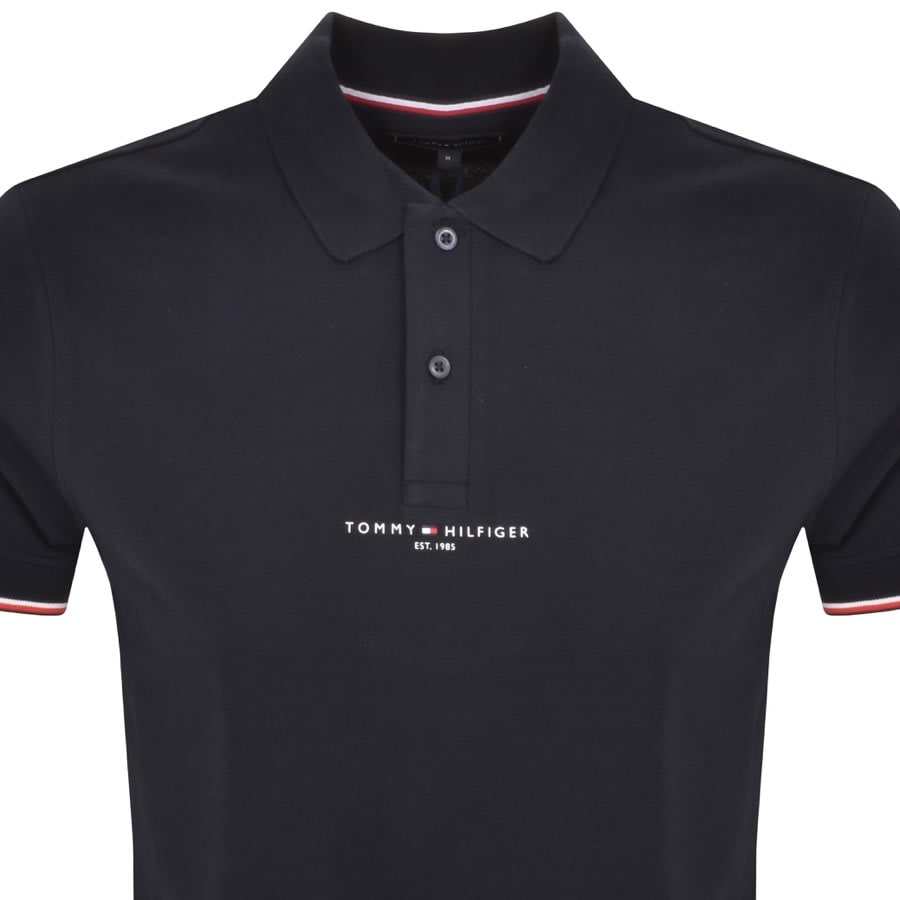 Image number 2 for Tommy Hilfiger Logo Tipped Polo T Shirt Navy
