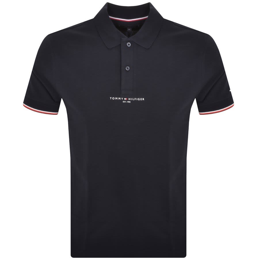 Image number 1 for Tommy Hilfiger Logo Tipped Polo T Shirt Navy