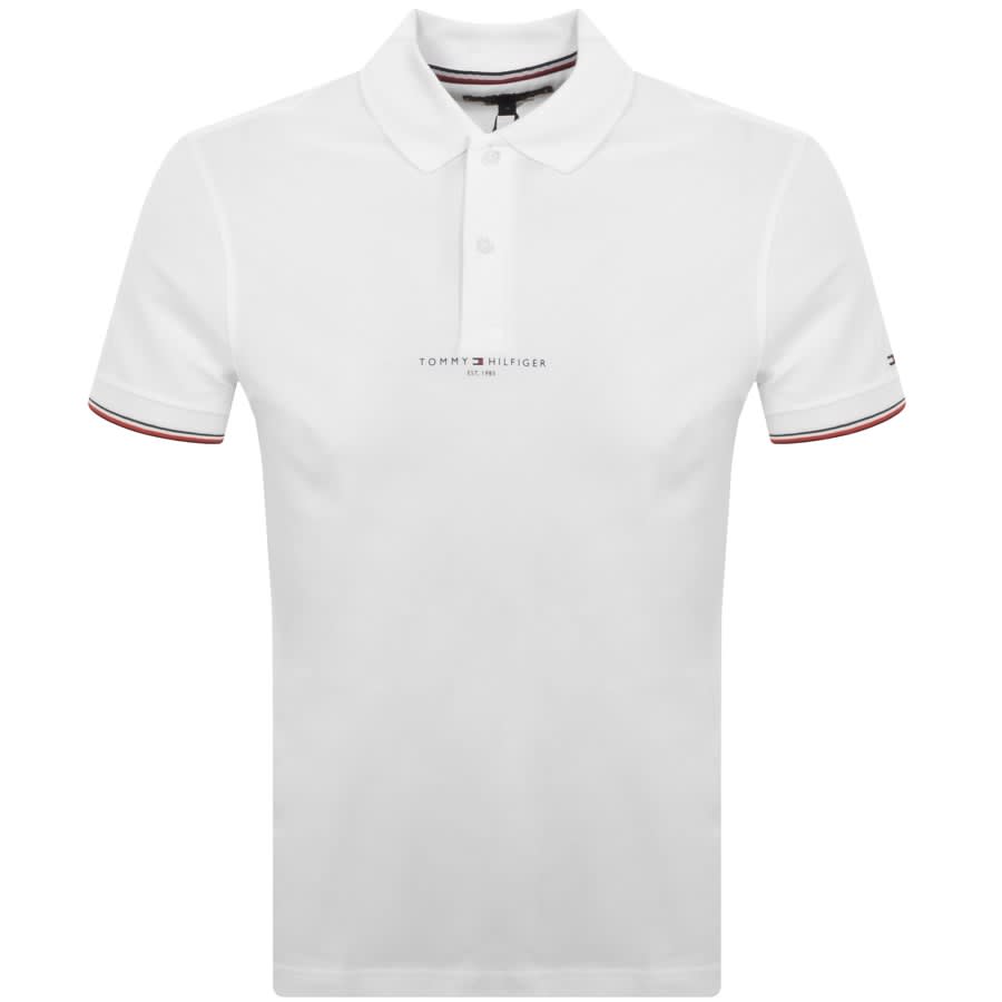 Image number 1 for Tommy Hilfiger Logo Tipped Polo T Shirt White