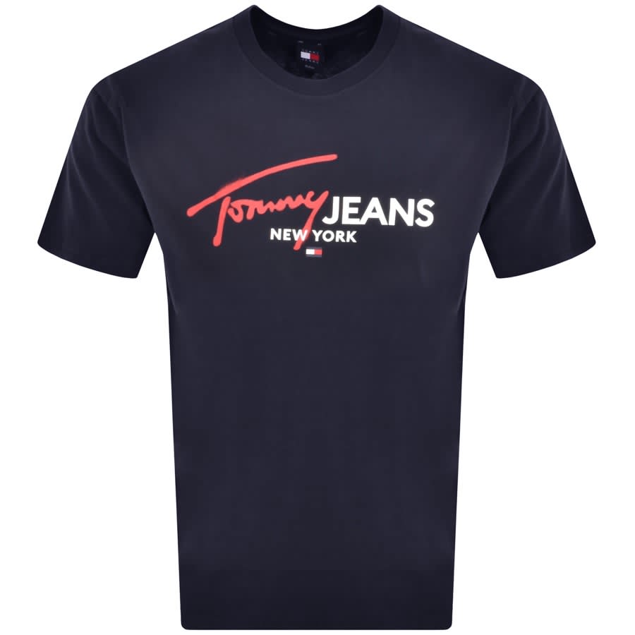 Image number 1 for Tommy Jeans Spray Pop T Shirt Navy