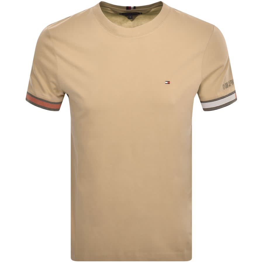 Image number 1 for Tommy Hilfiger Flag Cuff T Shirt Khaki
