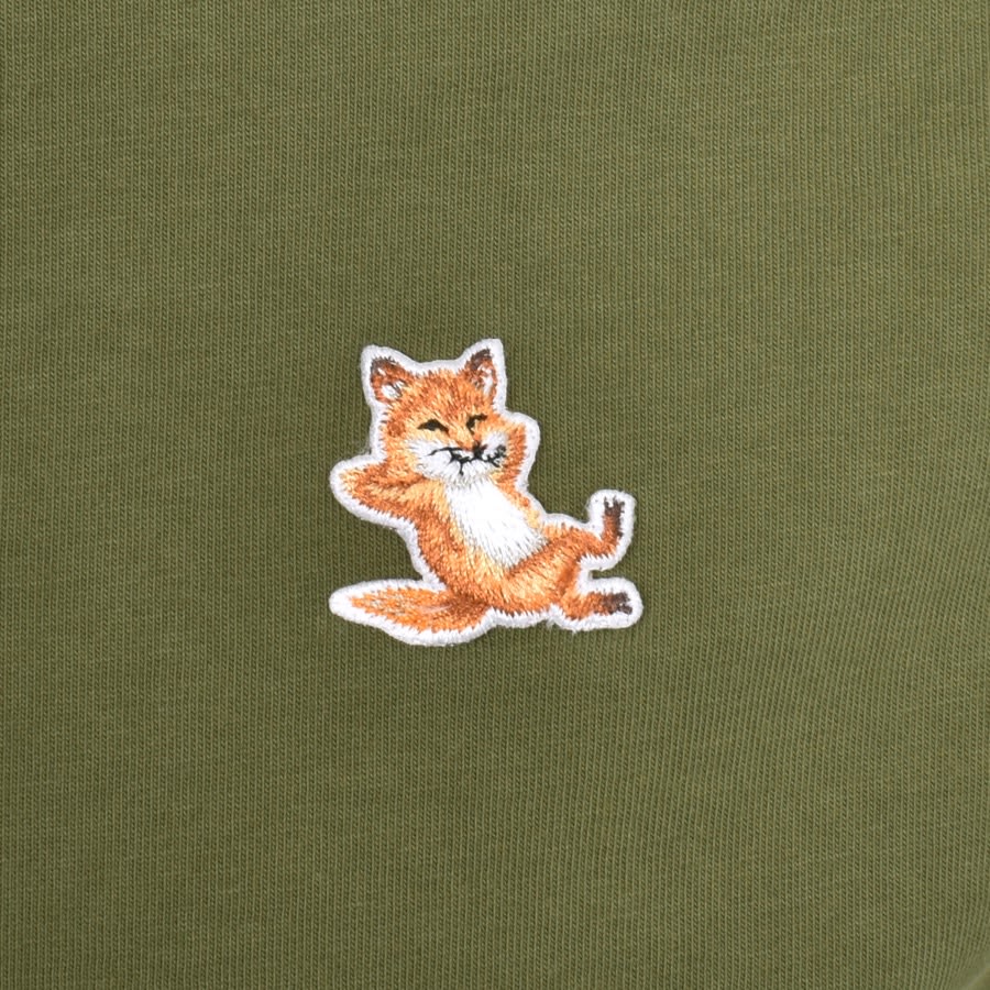 Image number 3 for Maison Kitsune Chillax Fox Patch T Shirt Green