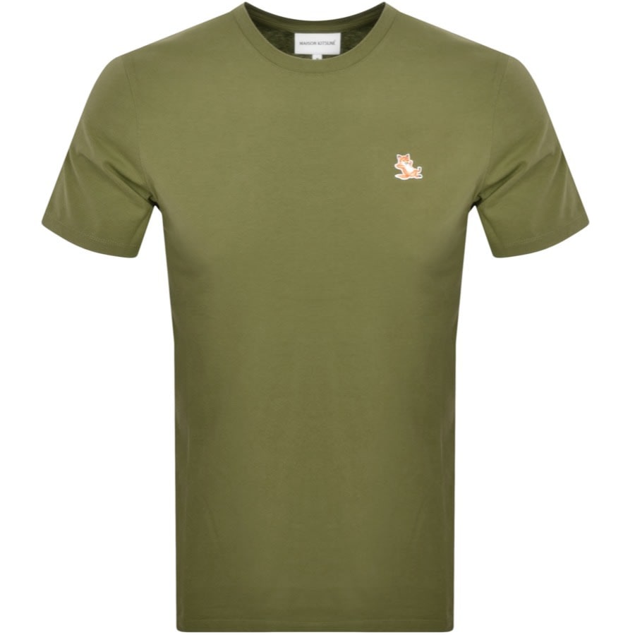 Image number 1 for Maison Kitsune Chillax Fox Patch T Shirt Green