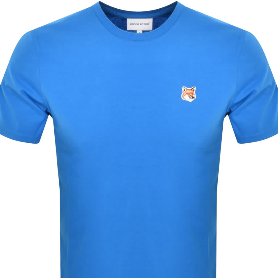 Image number 2 for Maison Kitsune Fox Head Patch T Shirt Blue