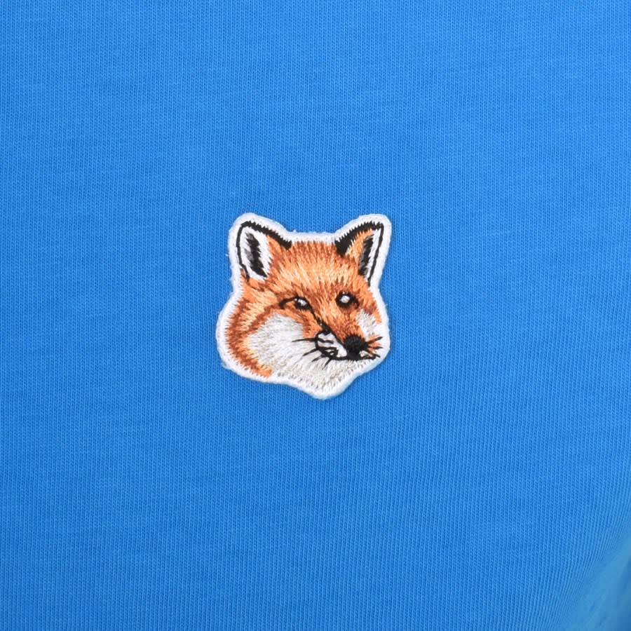 Image number 3 for Maison Kitsune Fox Head Patch T Shirt Blue