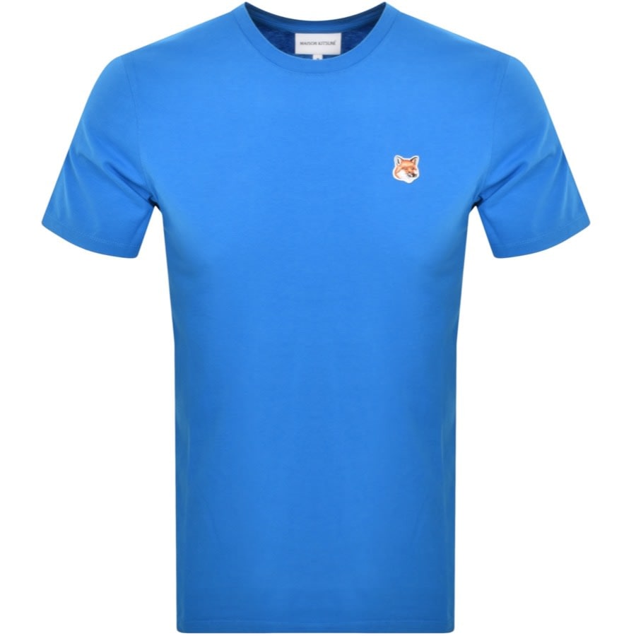 Image number 1 for Maison Kitsune Fox Head Patch T Shirt Blue