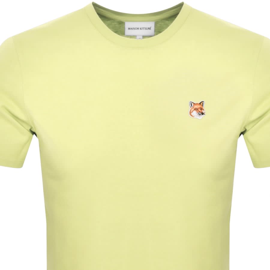 Image number 2 for Maison Kitsune Fox Head Patch T Shirt Yellow