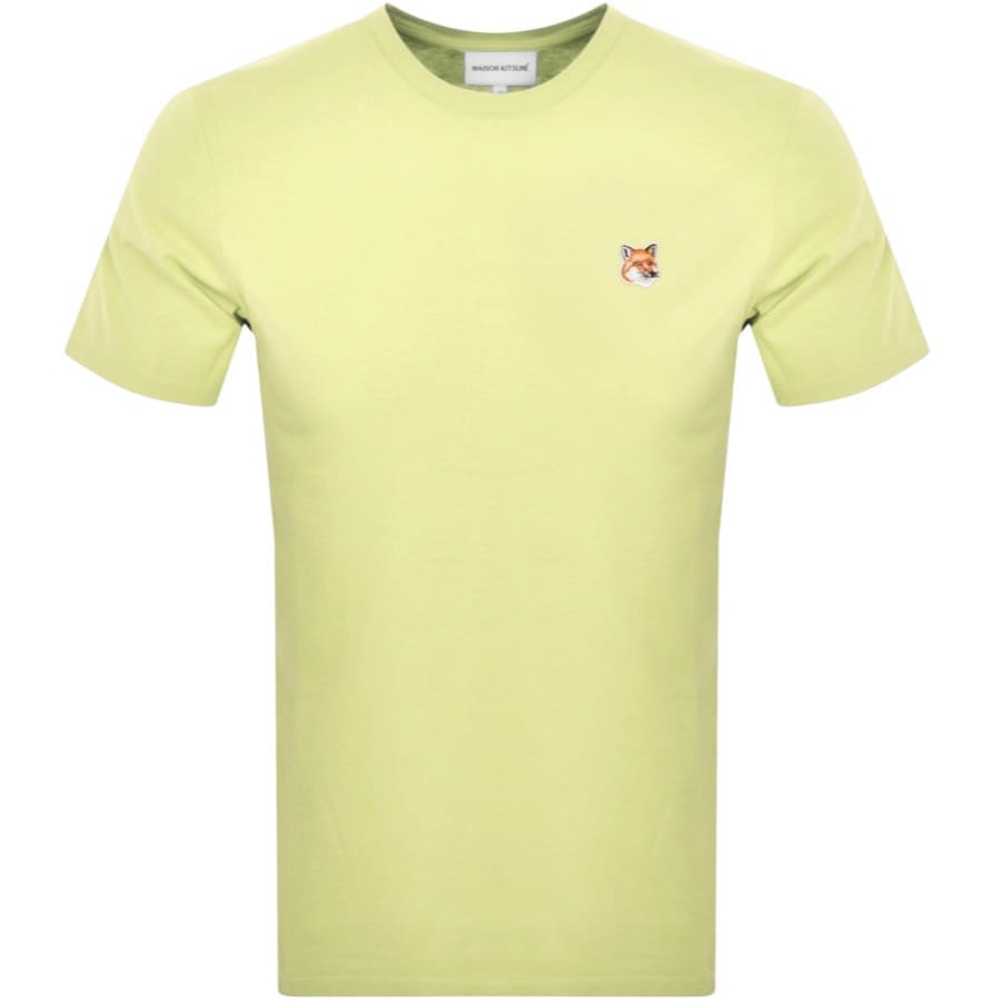 Image number 1 for Maison Kitsune Fox Head Patch T Shirt Yellow