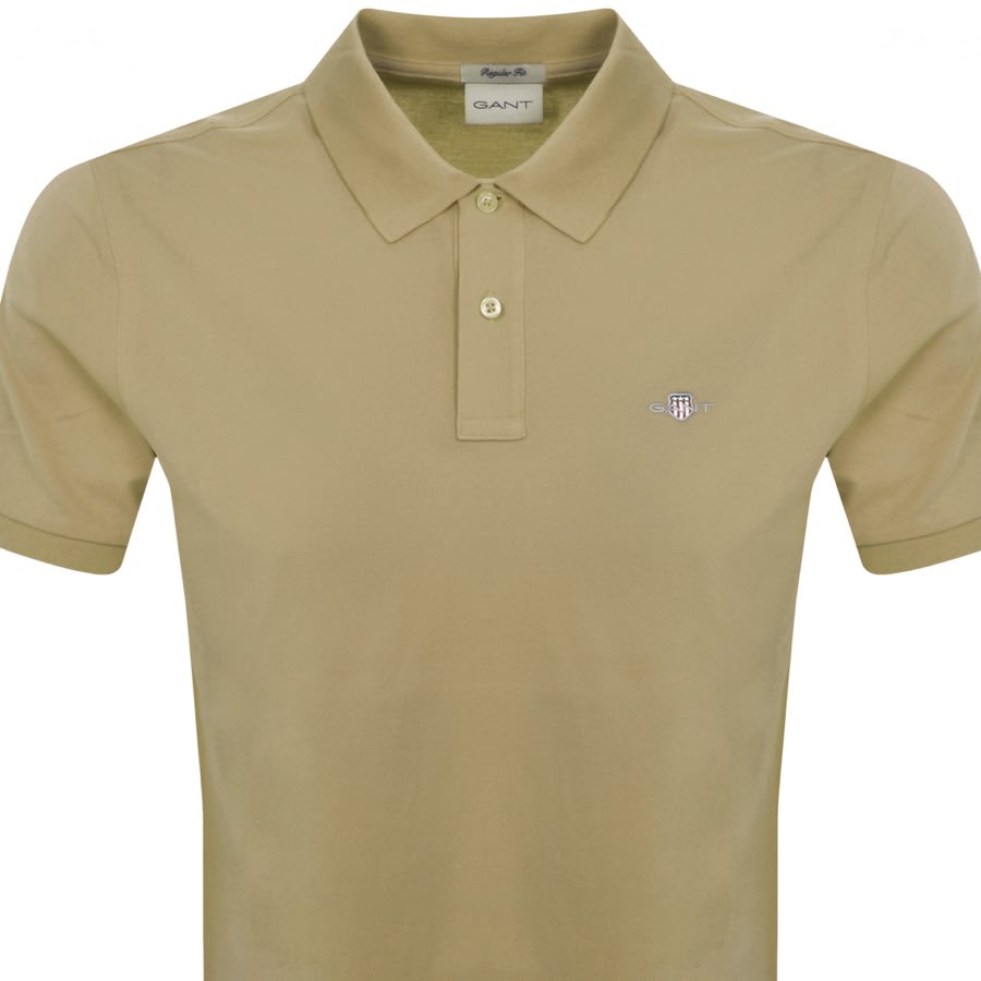 Image number 2 for Gant Regular Shield Pique Polo T Shirt Khaki