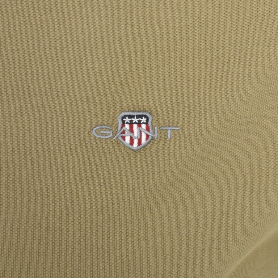 Image number 3 for Gant Regular Shield Pique Polo T Shirt Khaki