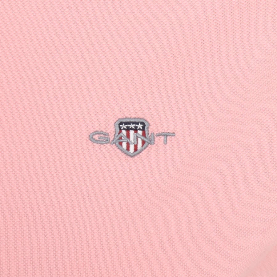 Image number 3 for Gant Regular Shield Pique Polo T Shirt Pink