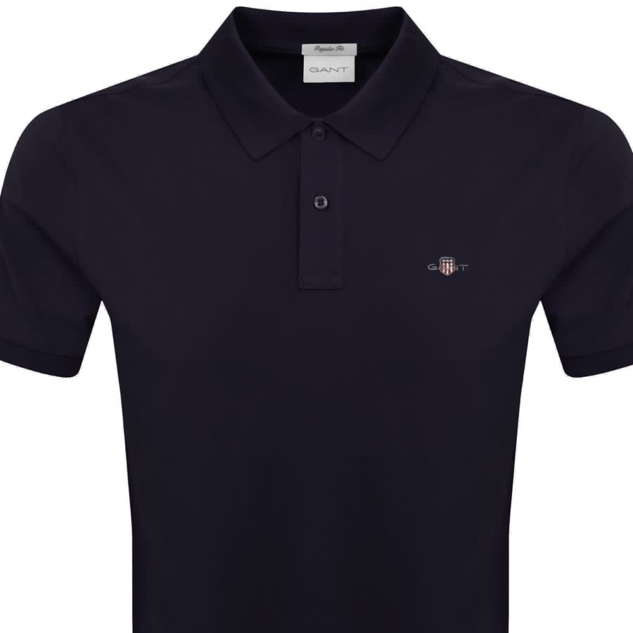 Image number 2 for Gant Shield Pique Polo T Shirt Navy