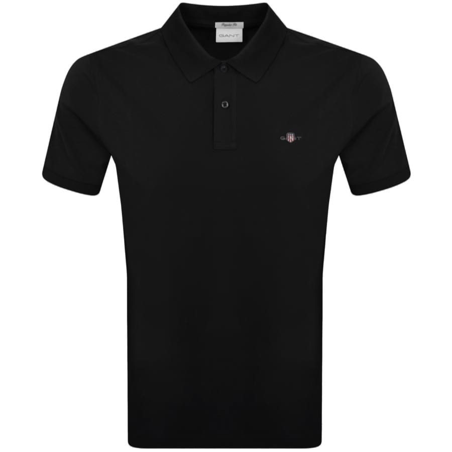 Image number 1 for Gant Shield Pique Polo T Shirt Black