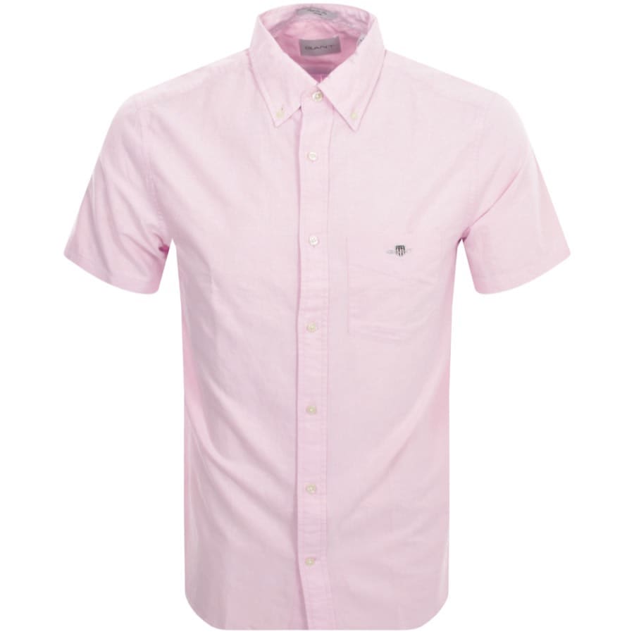Image number 1 for Gant Poplin Short Sleeved Shirt Pink