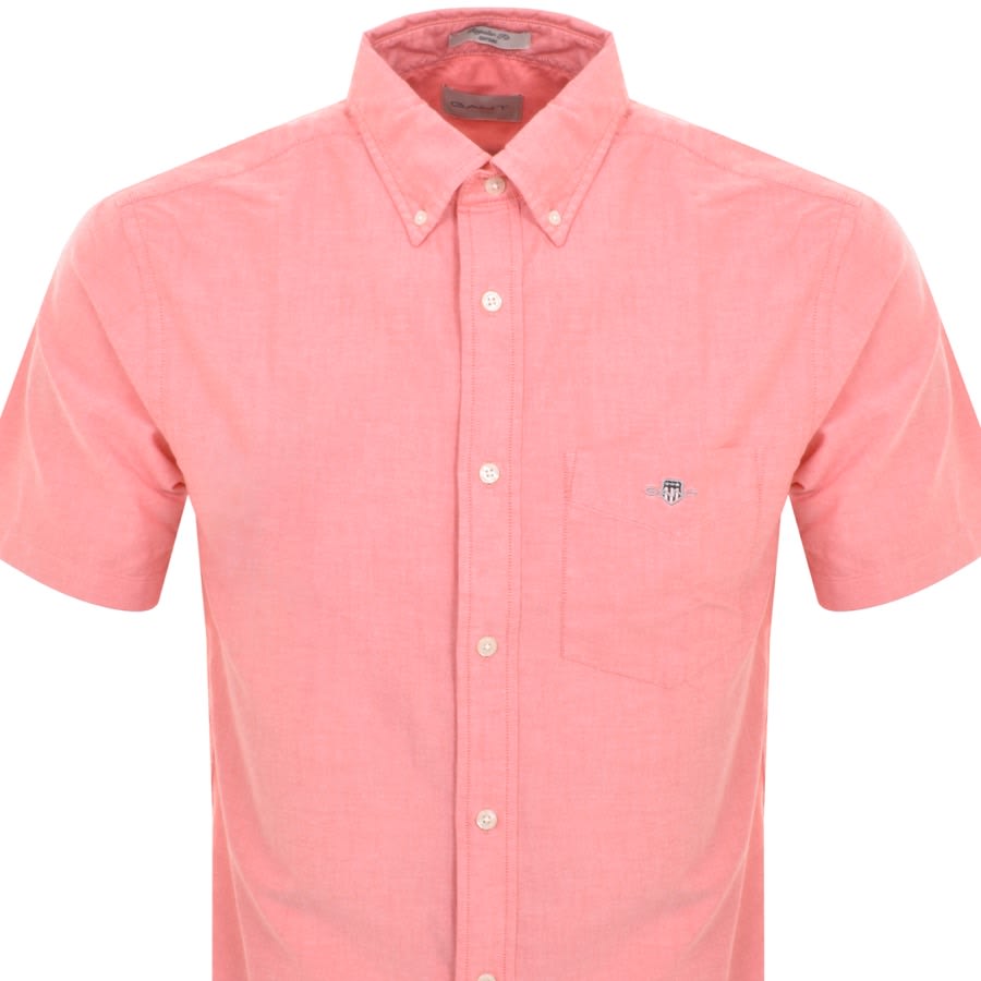 Image number 2 for Gant Regular Oxford Short Sleeved Shirt Pink