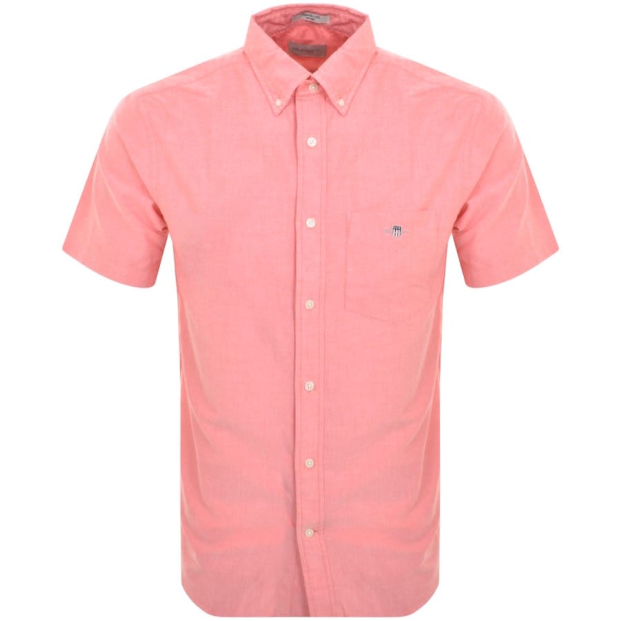 Image number 1 for Gant Regular Oxford Short Sleeved Shirt Pink