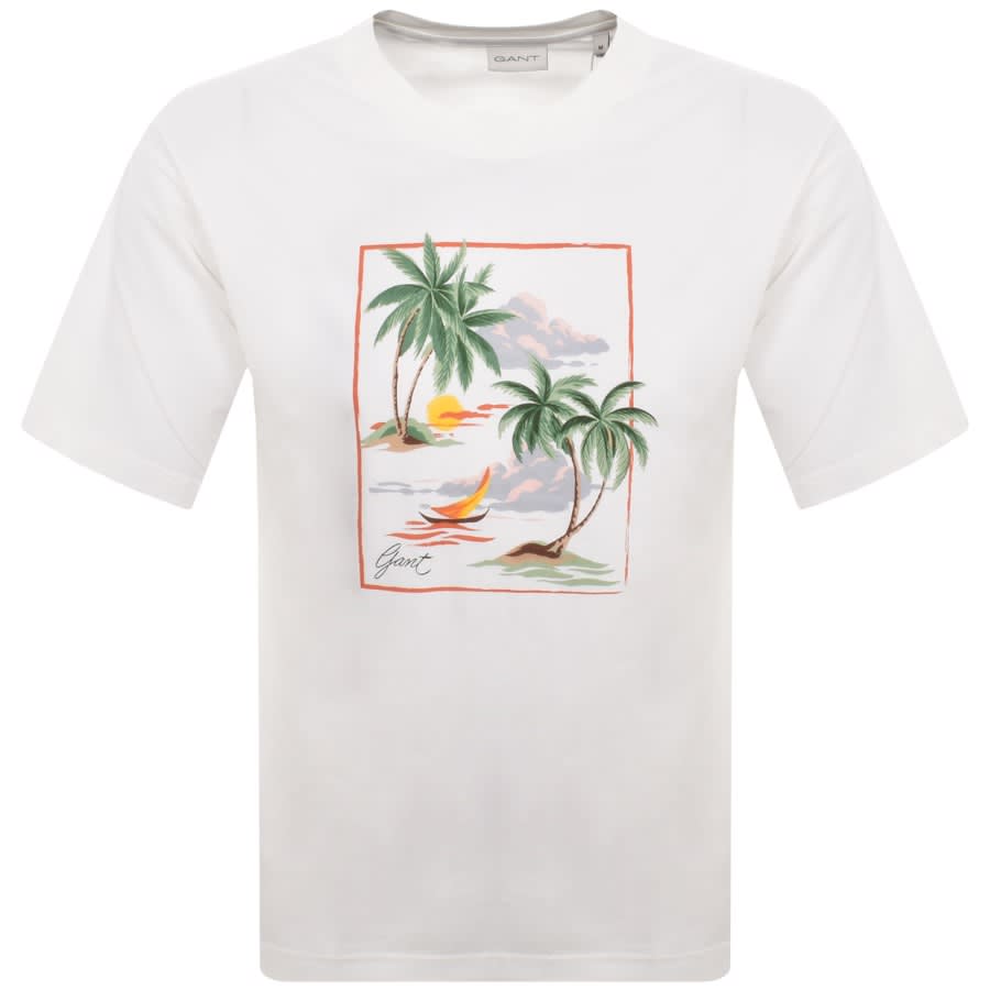 Image number 1 for Gant Hawaii Print T Shirt White