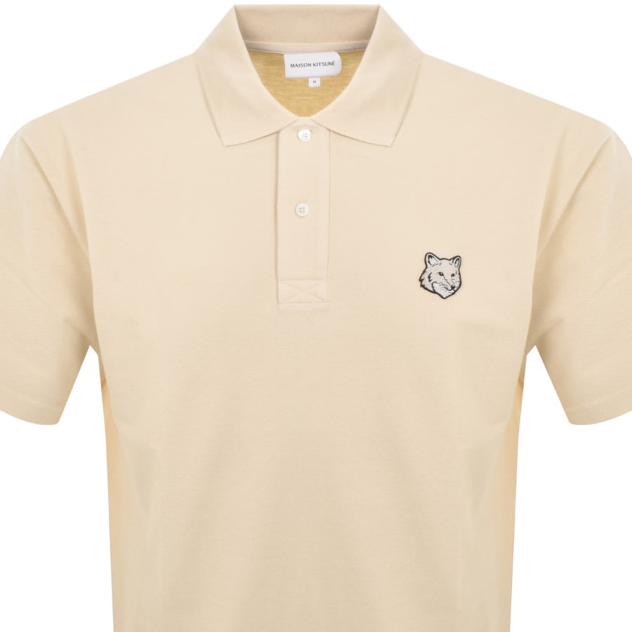 Image number 2 for Maison Kitsune Fox Head Patch Polo T Shirt Beige