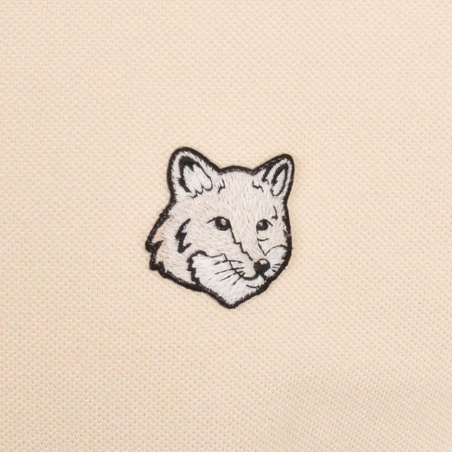 Image number 3 for Maison Kitsune Fox Head Patch Polo T Shirt Beige