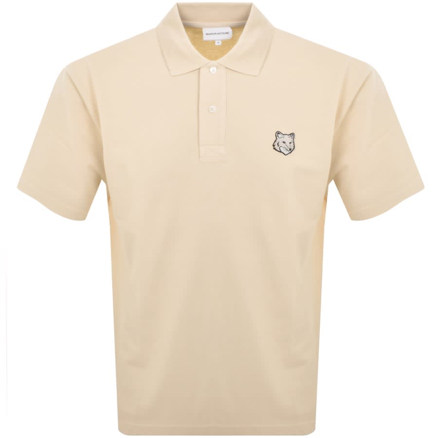 Image number 1 for Maison Kitsune Fox Head Patch Polo T Shirt Beige