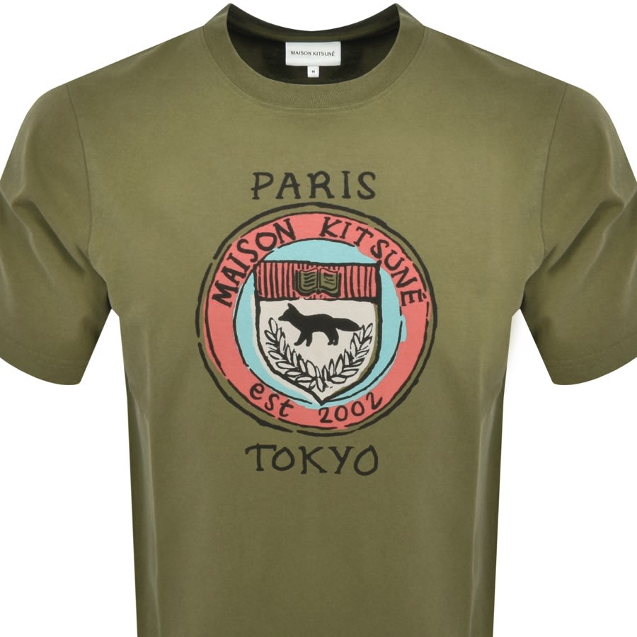 Image number 2 for Maison Kitsune City Coins T Shirt Green