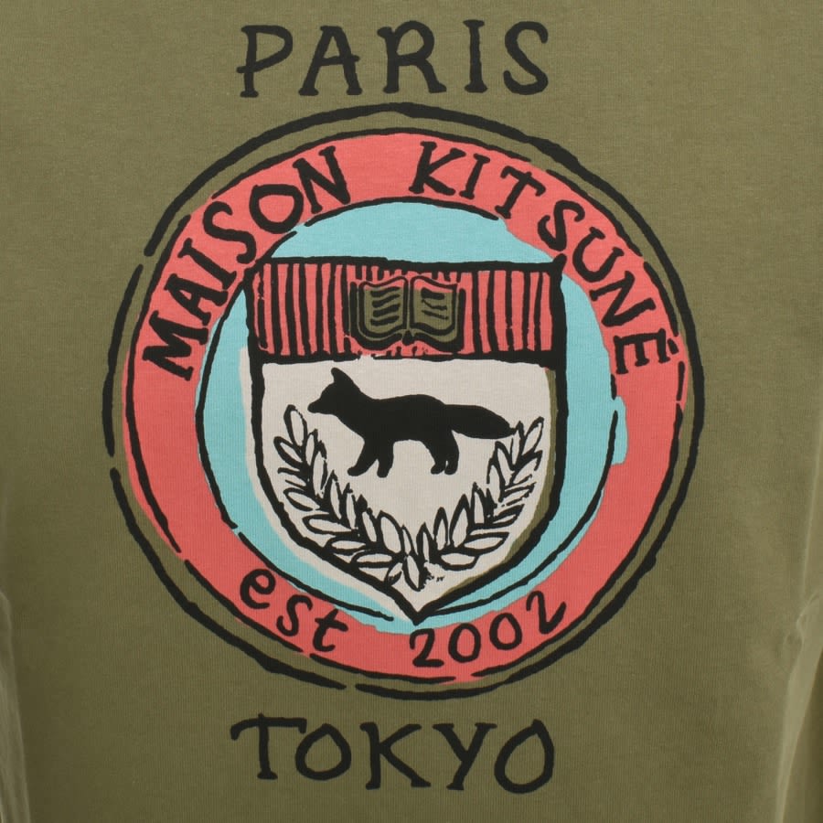 Image number 3 for Maison Kitsune City Coins T Shirt Green