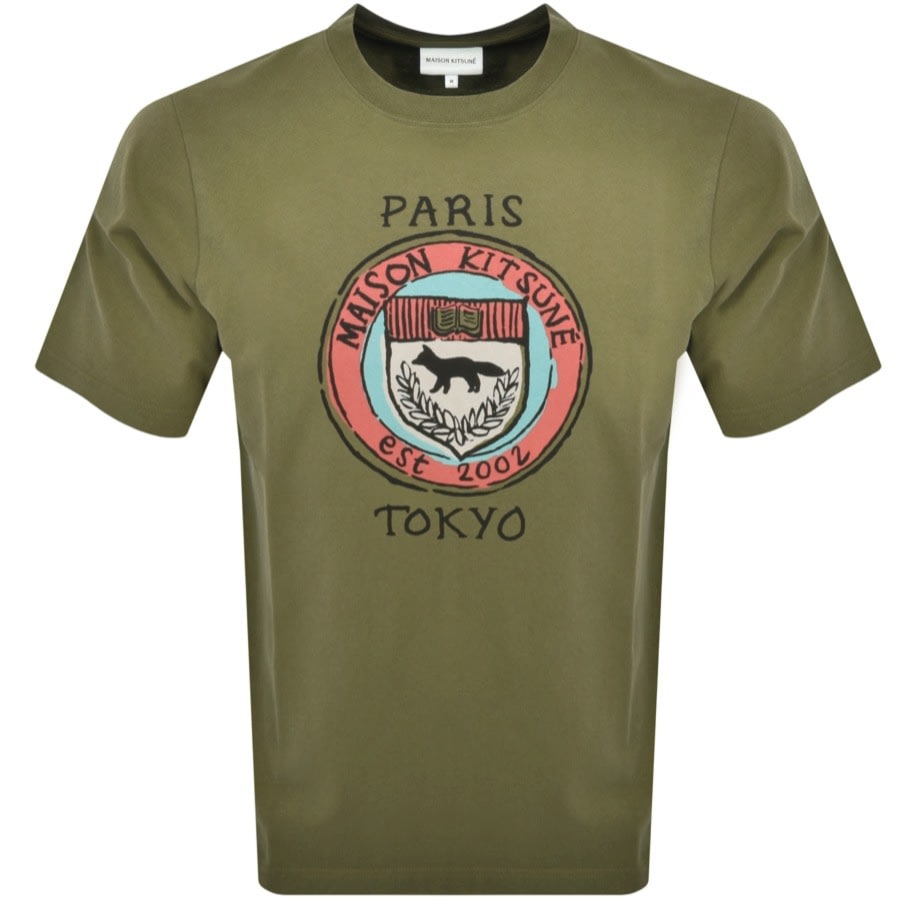 Image number 1 for Maison Kitsune City Coins T Shirt Green