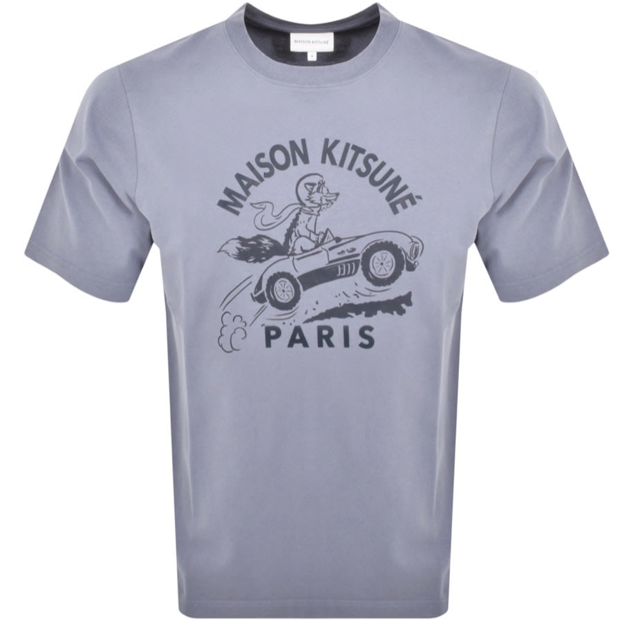 Image number 1 for Maison Kitsune Racing Fox T Shirt Blue