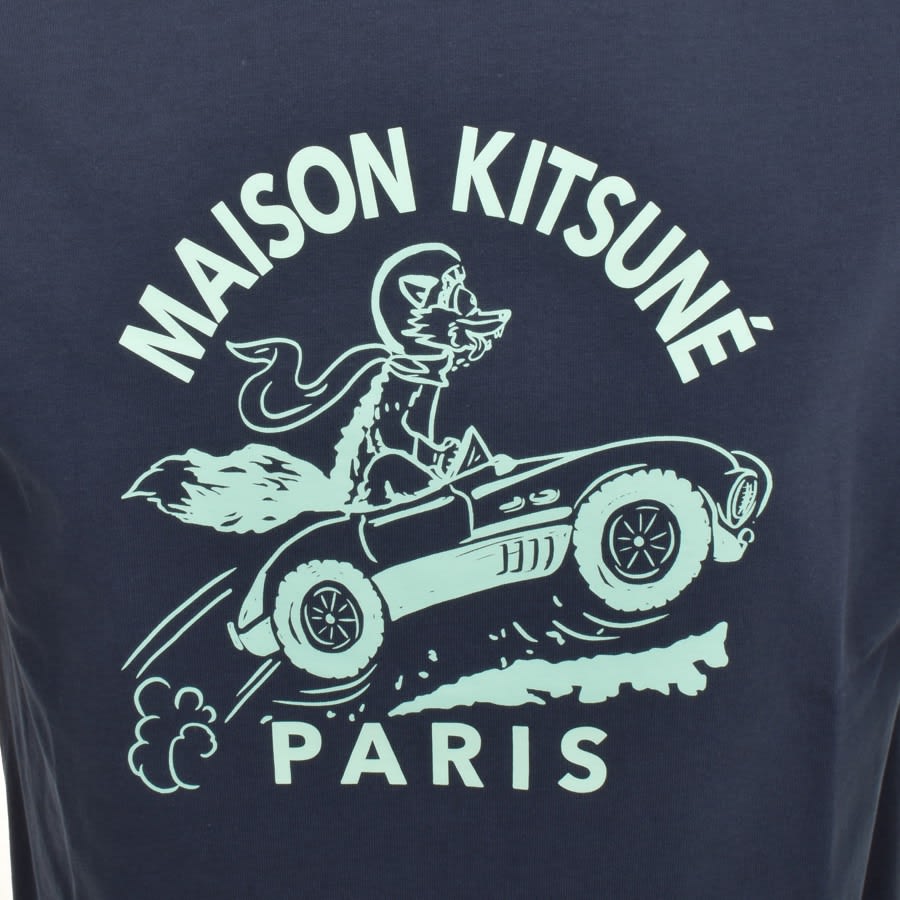 Image number 3 for Maison Kitsune Racing Fox T Shirt Blue